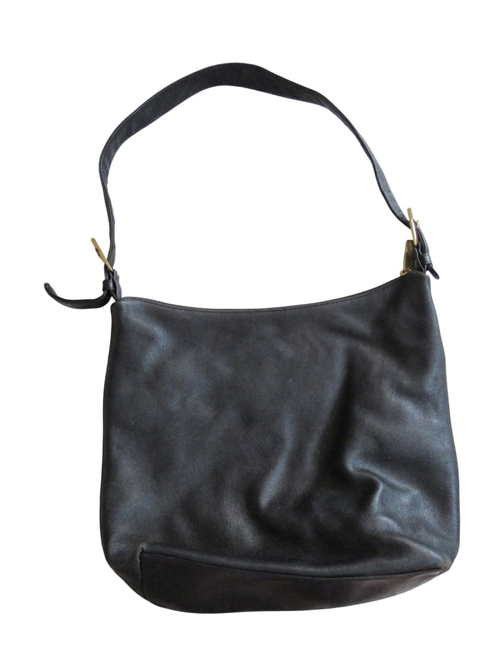 Ralph Lauren Black Leather Shoulder Bag Classic Minimalist Adjustable Strap - Picture 3 of 8